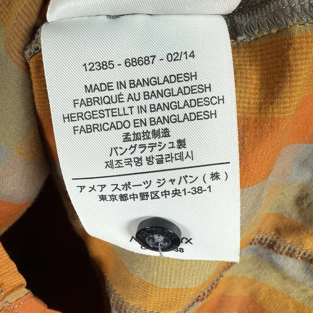 Arcteryx Shirt Mens‎ Small Orange Plaid Peakline Short Sleeve Button Up Outdoor - Picture 8 of 8